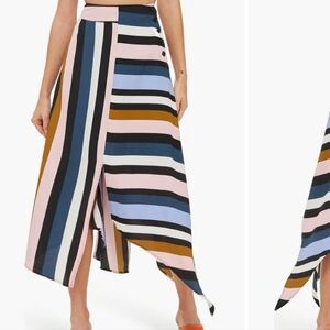 Topshop Striped Asymmetrical Midi Skirt US Size 4